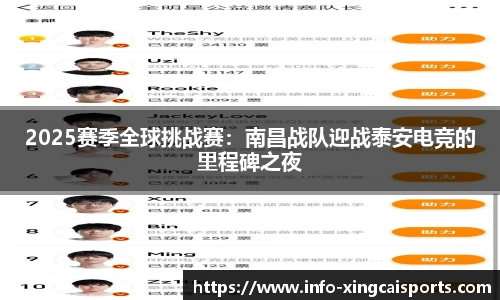 2025赛季全球挑战赛：南昌战队迎战泰安电竞的里程碑之夜